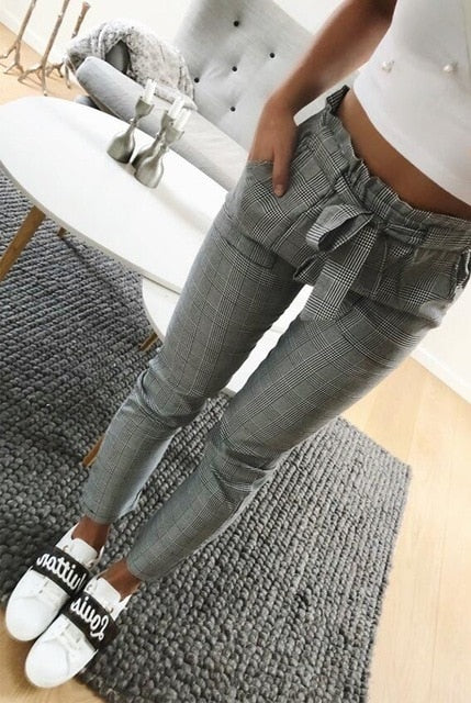 Casual Fashion Women England plaid pants