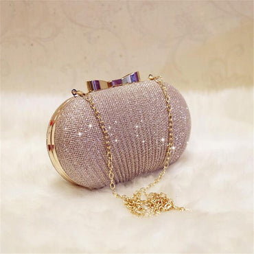 Clutch Bridal Metal Bow Shiny Handbags