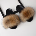 Luxury Real Fox Fur Slides Home Furry Fur Slippers