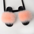 Luxury Real Fox Fur Slides Home Furry Fur Slippers