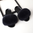 Luxury Real Fox Fur Slides Home Furry Fur Slippers