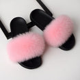 Luxury Real Fox Fur Slides Home Furry Fur Slippers