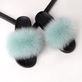 Luxury Real Fox Fur Slides Home Furry Fur Slippers