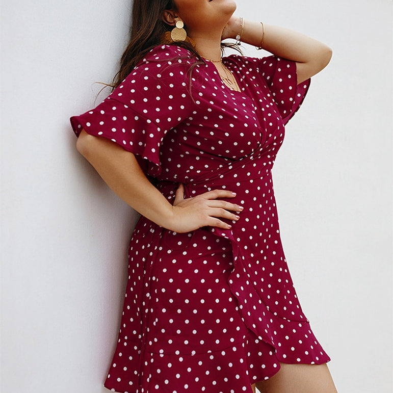 Polka Dot Short Sleeve Dress