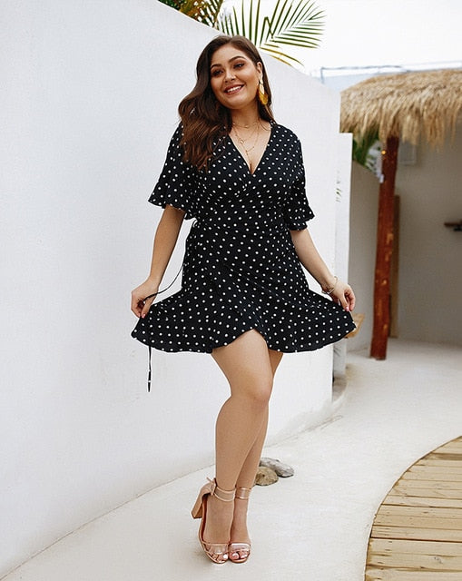 Polka Dot Short Sleeve Dress