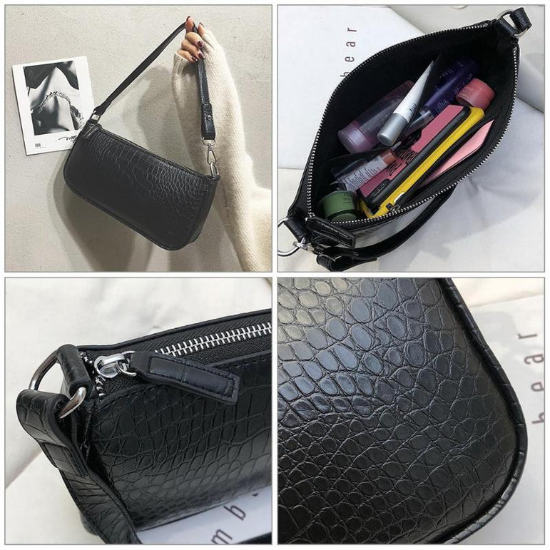 Casual Solid Shoulder Retro Alligator Pattern Women Messenger Handbags