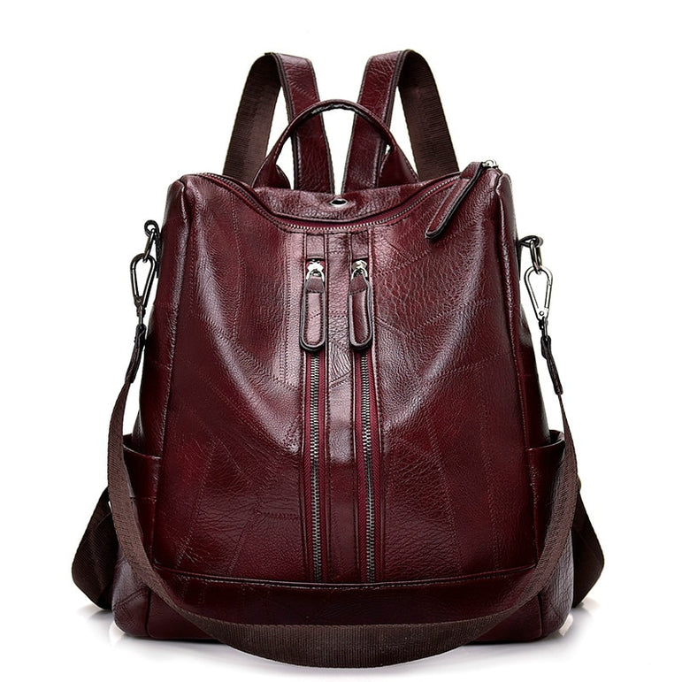 Leather Vintage Women Shoulder Mochila Backpack