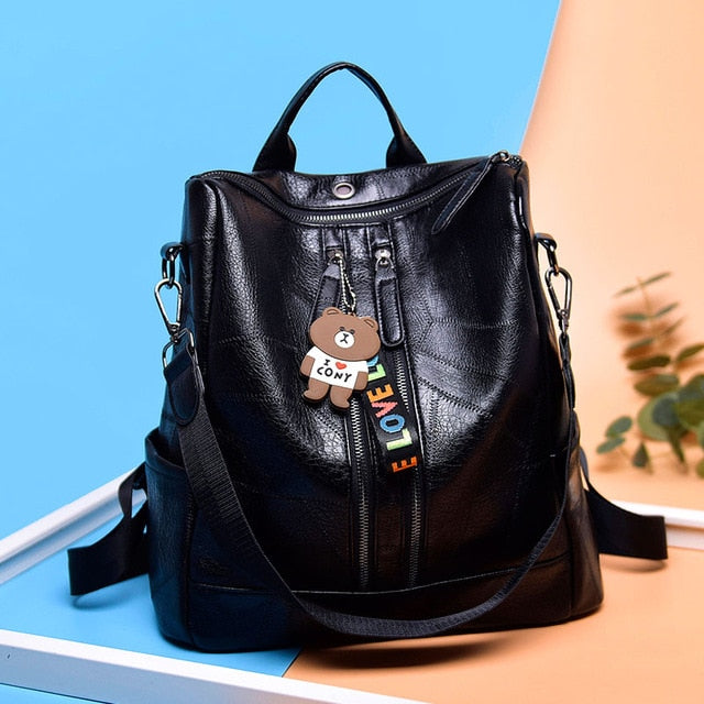 Leather Vintage Women Shoulder Mochila Backpack