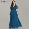 Elegant A line Chiffon Long Evening Dresses