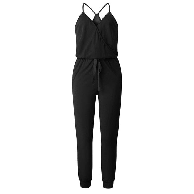 Casual Pocket Short Sleeve Shoulder Jumpsuit