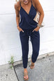 Casual Pocket Short Sleeve Shoulder Jumpsuit