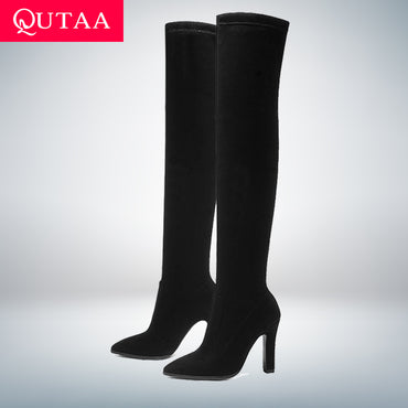 Slip on Over The Knee Thin High Heel Pointed Toe Boots