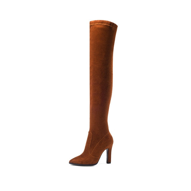 Slip on Over The Knee Thin High Heel Pointed Toe Boots