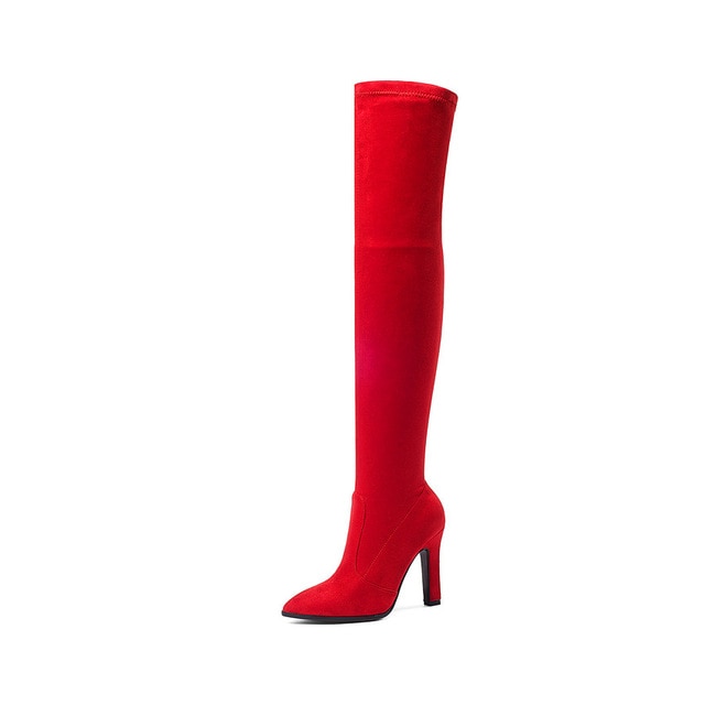 Slip on Over The Knee Thin High Heel Pointed Toe Boots