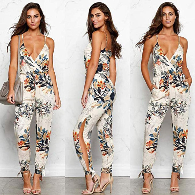 Floral Sleeveless Bodysuits Jumpsuit