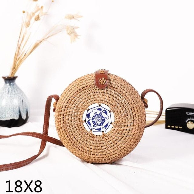 Crossbody Round Straw Shoulder Messenger Handmade HandBags