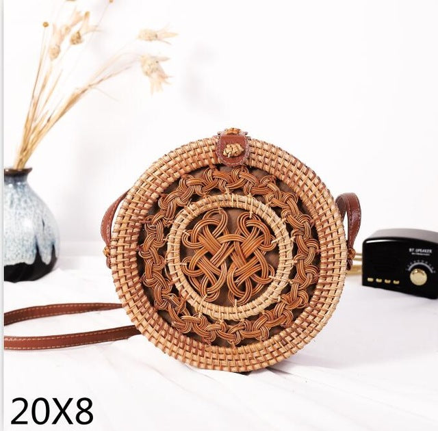 Crossbody Round Straw Shoulder Messenger Handmade HandBags