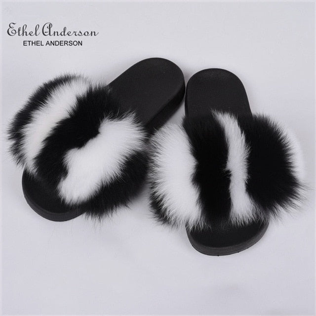 Casual Vogue Fox Fur Fur Slides Slippers