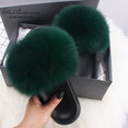 Casual Vogue Fox Fur Fur Slides Slippers