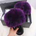 Casual Vogue Fox Fur Fur Slides Slippers