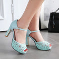 Lace Mesh Fish Mouth High Heel