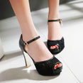 Lace Mesh Fish Mouth High Heel